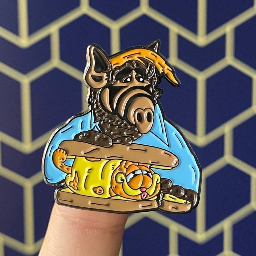 Alf & Garfield Enamel Pin/ Brooch Lapel